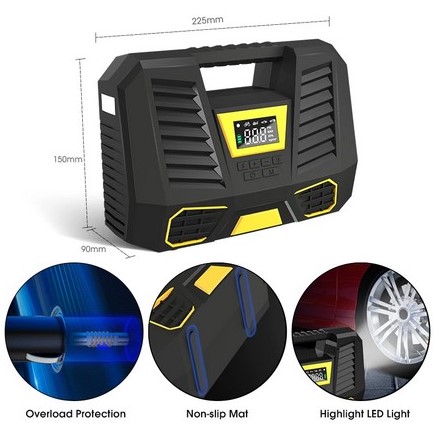 Carsun® Κομπρεσέρ Τρόμπα Αέρος Αυτοκινήτου με Αυτόματη Ρύθμιση Πίεσης & Φωτιζόμενη Οθόνη Υψηλής Ακρίβειας